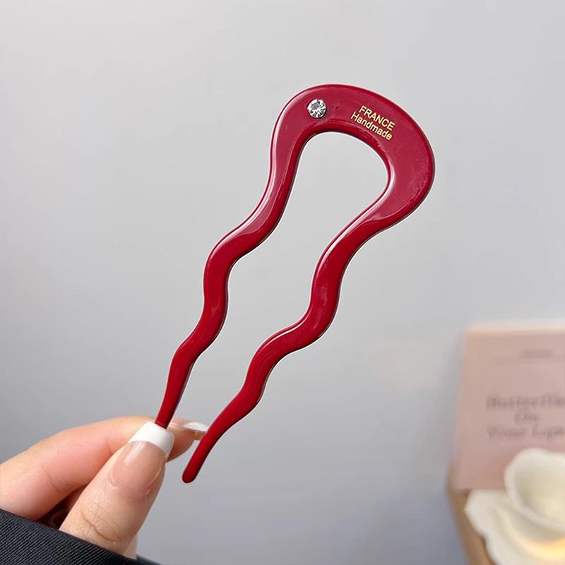 Французская заколка для волос, заколка для волос из ацетата, волнистая U-образная шпилька, винтажная заколка для волос в виде черепахового панциря, женская заколка для волос, аксессуары для волос