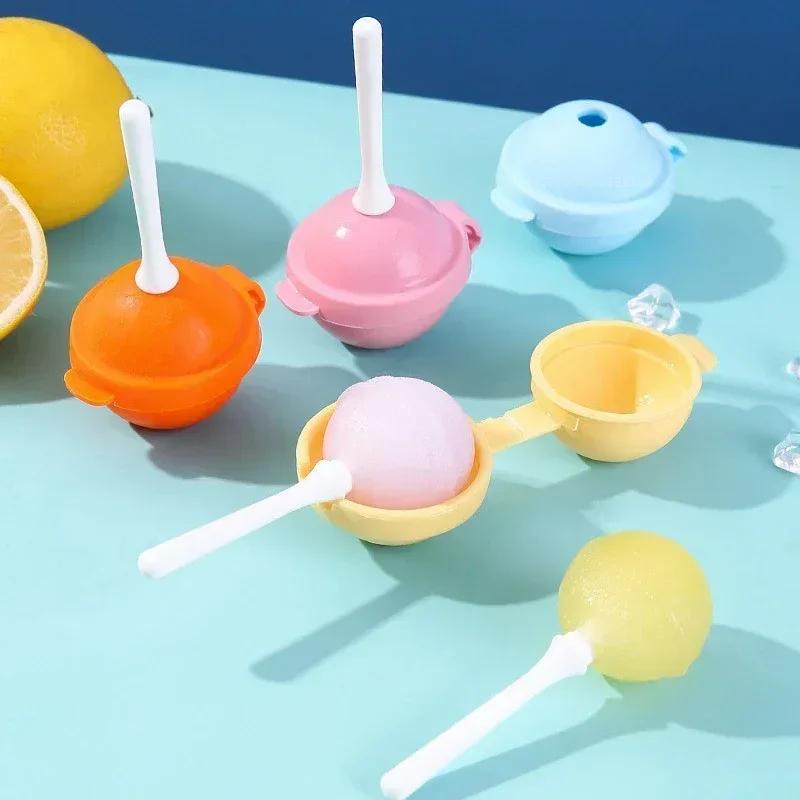 4 PCS Lollipop Silicone Ice Box Popsicle Mold Mini Ice Cream Maker Ice Mold Household Popsicle Ball Mold Homemade Popsicle Tools