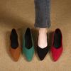 New Four-season Suede Flat-heeled Work Ladyshoes Independent Station Korean Version of Foreign Trade Large Size Pointed Flat Bottom Shallow Mouth Sing