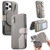 2 в 1 Съемный кожаный кошелек на молнии Чехол-книжка для iPhone 16 Pro Max 15 14 13 12 11 16E 16Plus Роскошная обложка-книжка с подставкой и RFID-защитой