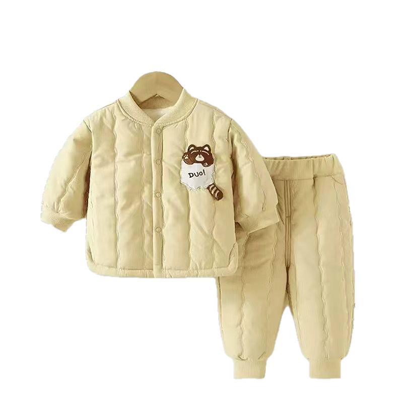 Зимний мультяшный боди и комплект верхней одежды для новорожденного ползающего