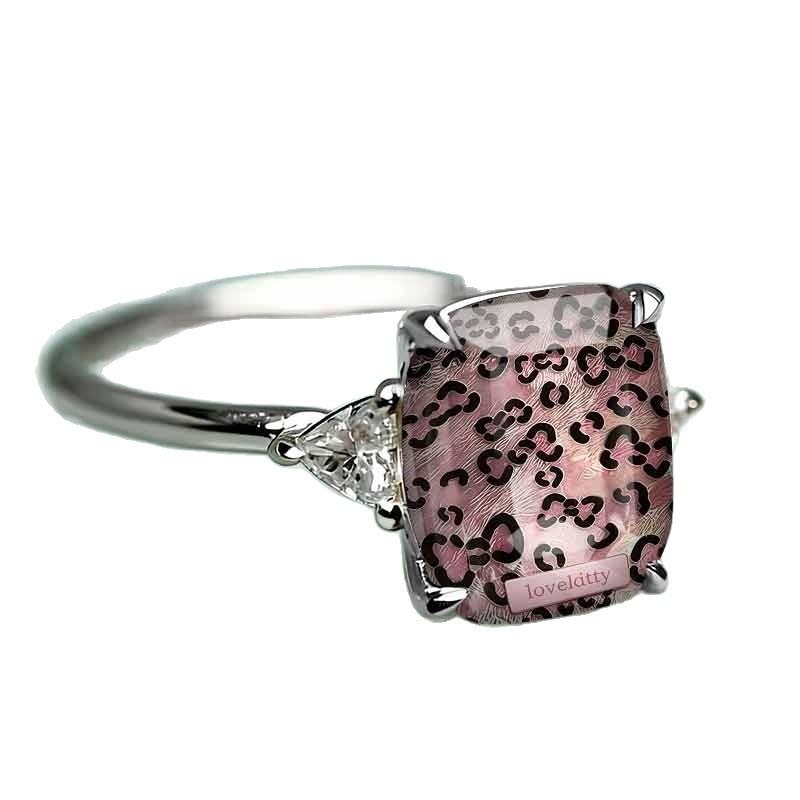 Ring European and American style retro fashion pink leopard print atmosphere artistic fresh versatile accessory