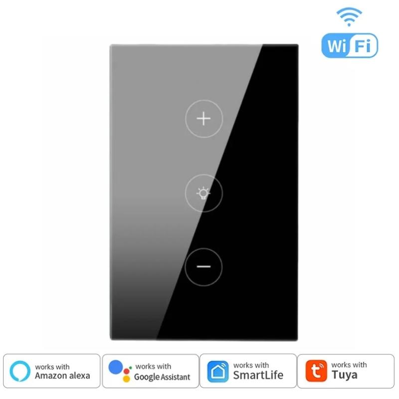 Tuya WiFi Smart Touch Light Dimmer Switch US Standard Smart Life Voice Control AC110-240V Работает с Alexa Google Home