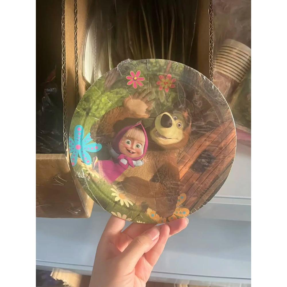 Girl and the Bear Birthday Set Party Decoration Birthday Plates Tablecloth Cup napkin Gift Bag Baby Shower Party Favors Supplies