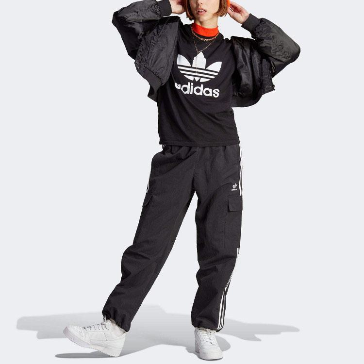 adidas Originals Adicolor Classics Трилистник с логотипом и принтом с короткими рукавами, женские топы, черный IK4035