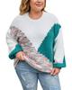 Azura Exchange Multicolor Scalloped Color Block Plus Size Sweater