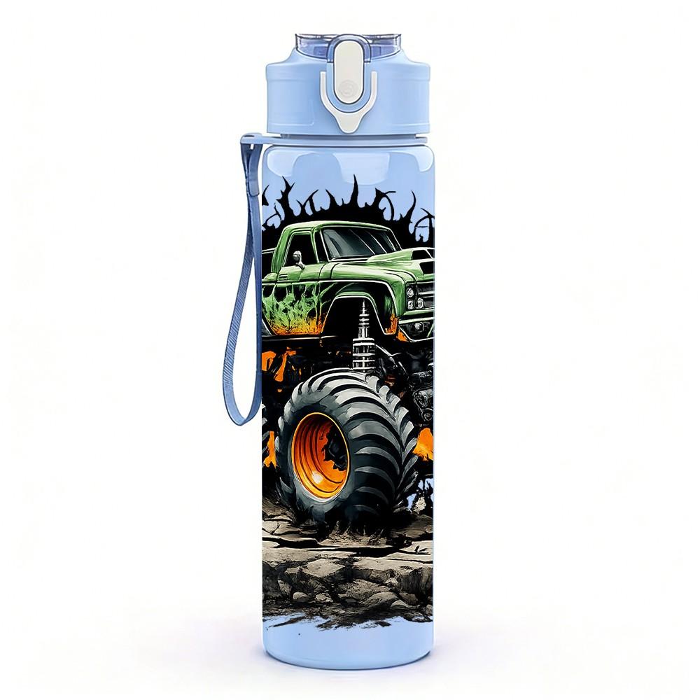 1PC Big Tractor Mud Off Road Vehicle Art 750ml Color Plastic Sports Water Bottle Leakproof Flip Straw Lid Suitable for Sports Office Home Use