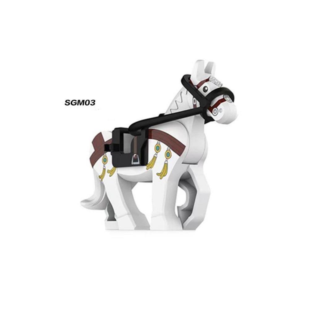 Single Sell Medieval Knight War Horses Wolves Tiger Bears Deer Dragon Animal Decorative Toy Moc Building Block Rope Saddles K039