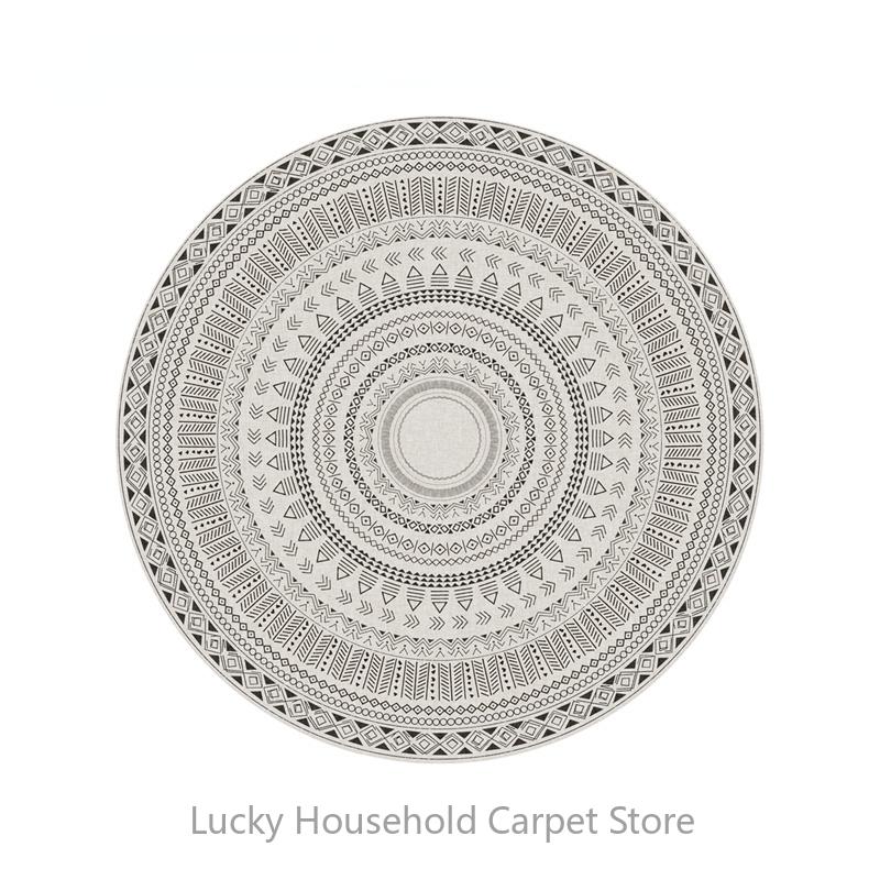 Марокканский круглый ковер Ковер для зоны кресла Мягкий нескользящий Светлый цвет Декор гостиной Моющиеся ковры Напольный коврик для прихожей