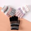 1 Pair Winter Warm Kids Gloves Cute Striped Split-Finger Knitted Gloves for Boys and Girls 3-8 Years