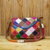 Women's Genuine Leather Bag Colorful Plaid Crossbody Small Shoulder Bag Women's Cosmetic Bag Elegant Niche Design