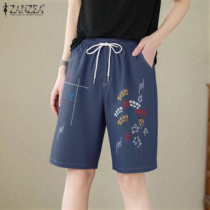 ZANZEA Женские повседневные шорты с эластичной талией на кулиске, летние шорты с принтом
