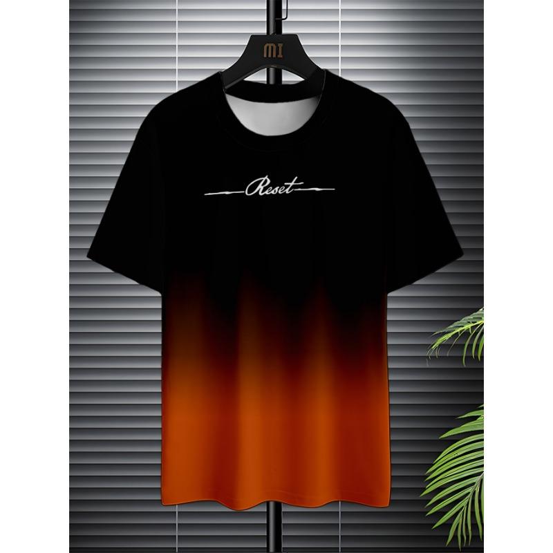 Летний топ с круглым вырезом и 3D-печатью с градиентными буквами, модные повседневные футболки с короткими рукавами для мужчин