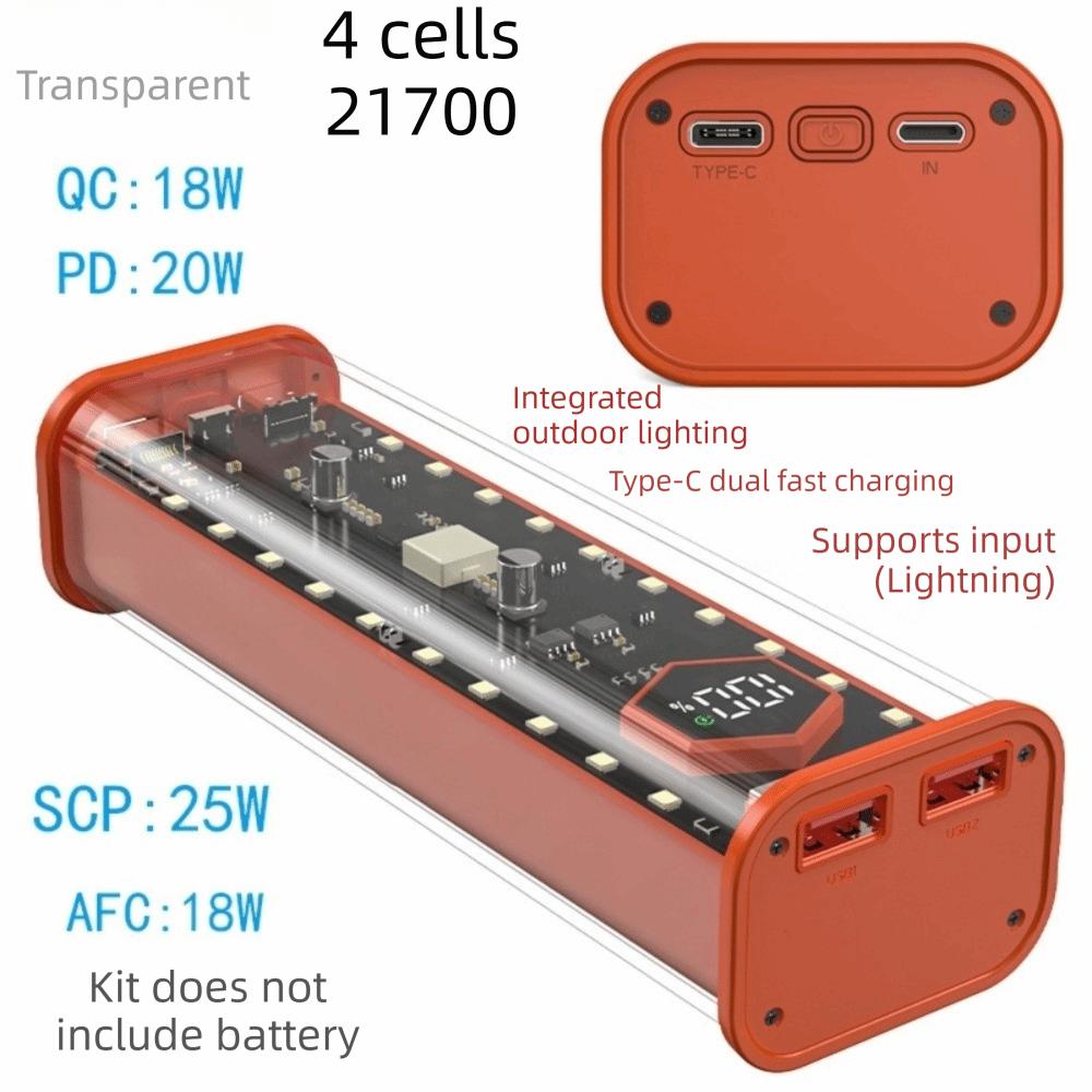 PD20W Быстрая зарядка Корпус для аккумулятора 21700 Светодиодный дисплей Power Bank Оболочка Зарядка на открытом воздухе