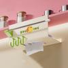 Durable Plastic Upside-Down Paper Towel Rack Wall Mounted Large Capacity Plastic Wrap Rack with Hooks Face Towel Holder for Home