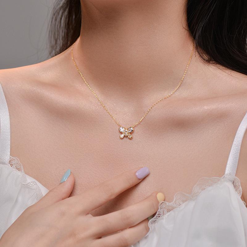 Милое женское ожерелье в виде бабочки, универсальный стиль феи, простая цепочка для воротника, современный дизайн, ощущение нового темперамента