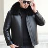 Зимняя новая утолщенная кожаная куртка-пуховик мужская кожаная куртка с воротником-свитером куртка из овчины мужская куртка
