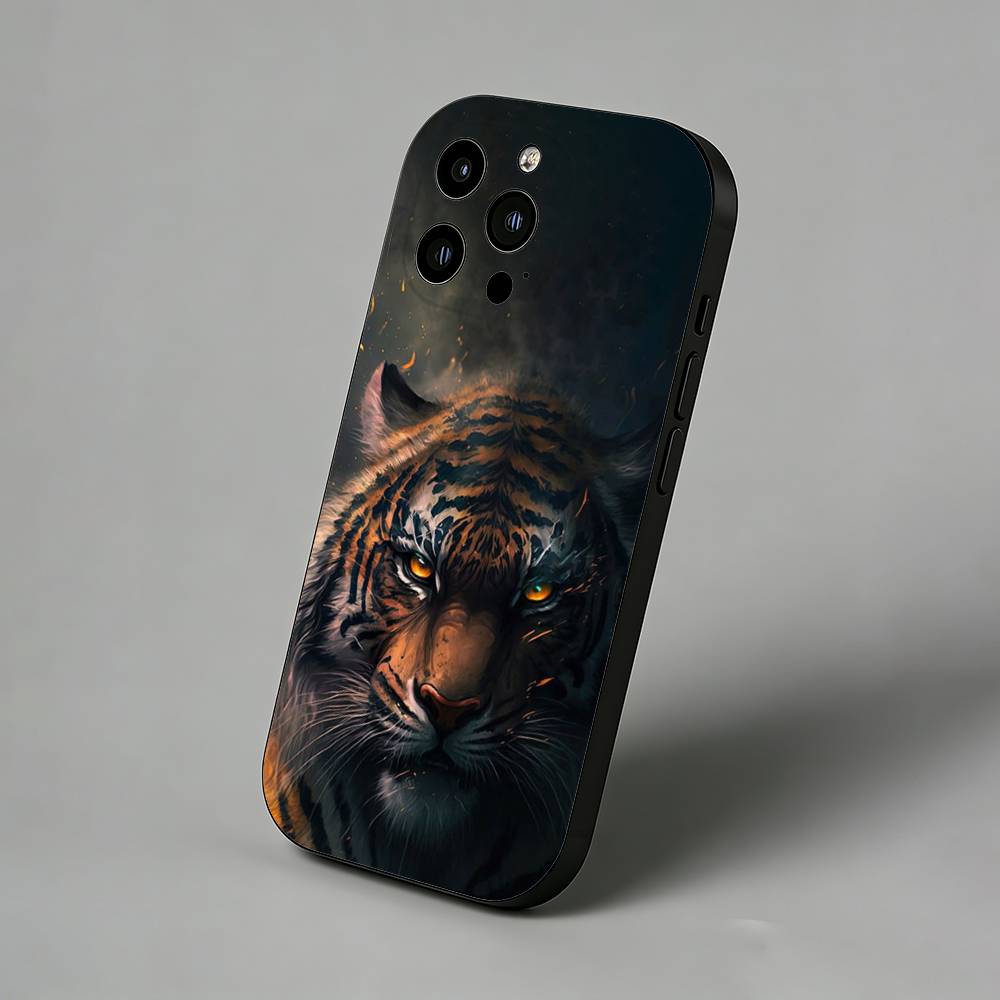 Стильный чехол с тигром и драконом для iPhone 17 Air, 16 Pro Max, 16e, 15 Plus, 14, 13, 12, 11, Защитная задняя крышка