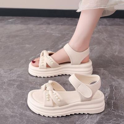 Французские сандалии на платформе с липучками, женская летняя обувь 2025, новинка, с юбкой, мягкая подошва, не устают ноги, римские сандалии