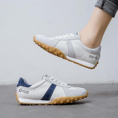 Женские мягкие кожаные кроссовки для ходьбы, удобные, дышащие, молодежные, повседневные, кроссовки на шнуровке, нескользящие, плоские, спортивные, для бега