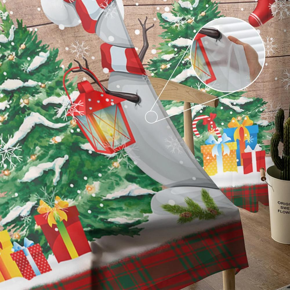 Christmas Tree Snowman Snowflake Gift Wood Grain Voile Curtains Bedroom Tulle Window Curtain Living Room Sheer Curtains Drapes