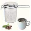 1pc Premium Stainless Steel Tea Filter Extended Handle, Loose Tea Drainer with Lid,Anti-Scald Multi-Purpose Tea Strainer