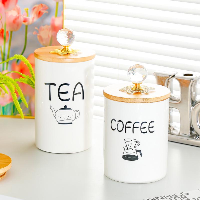 White Ceramic Moisture-Proof Storage Jars with Lids - Ideal for Sugar, Tea, and Beans