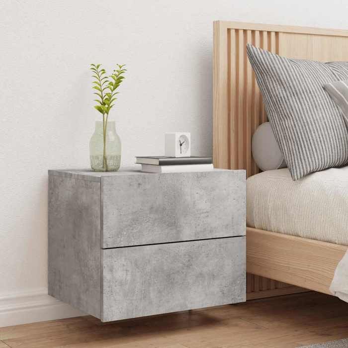 Maison Exclusive - Table de chevet murale avec lumières LED gris béton