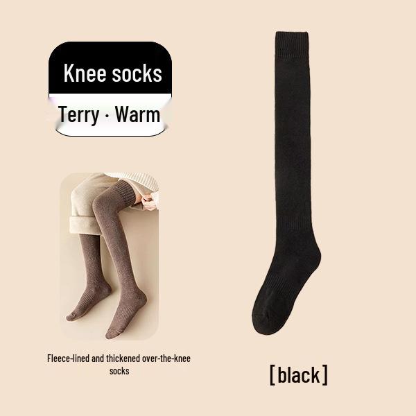 Женские бархатные утолщенные теплые носки выше колена с наколенниками для осени и зимы