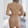 Сексуальный комплект из свитера, женские наряды, осенне-зимний вязаный узкий топ и мини-юбка