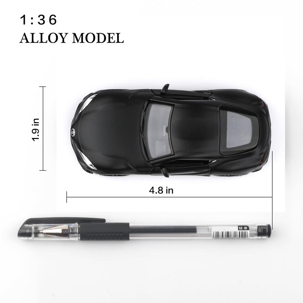 TOKAXI Масштаб 1/36 2020 Toyota Supra Модель автомобиля из литого металла, Игрушечная машинка с механизмом оттягивания, Подарок для мальчиков и девочек (черный)