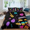 Electric Guitar King Queen Duvet Cover Stringed Instrument Bedding Set Musical Note Quilt Cover Hippie Polyester Comforter Cover