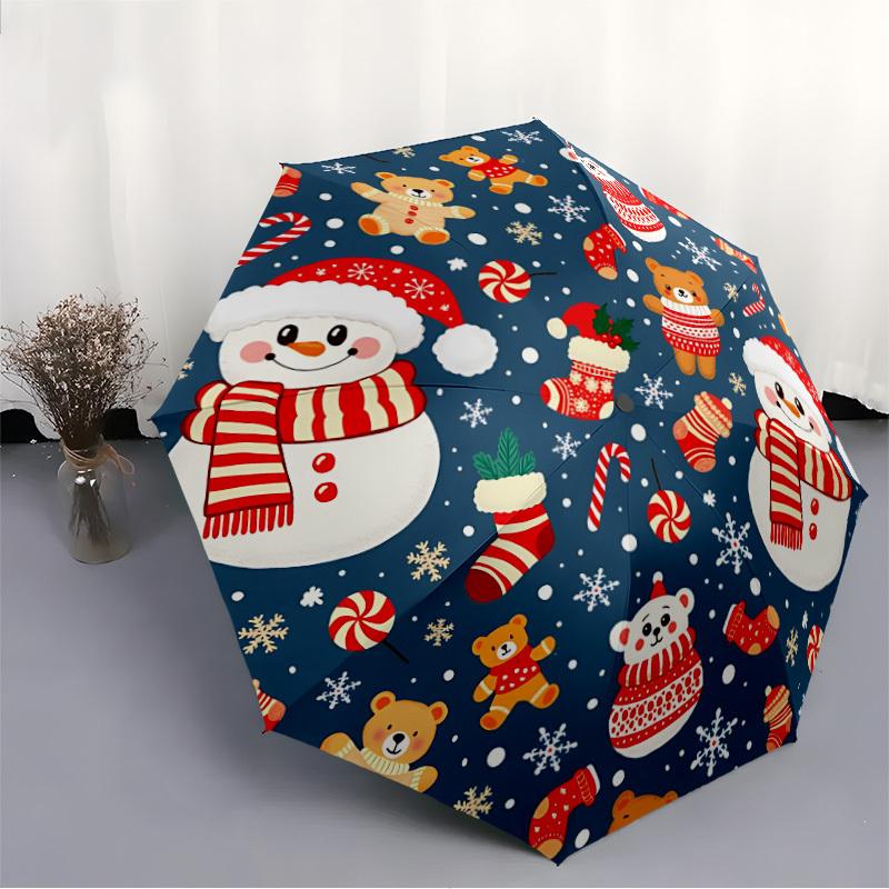 1pc Christmas ornaments Automatic Folding Umbrella - Portable Collapsible Design, 8-Rib Iron Frame, Durable Fabric yy251125182