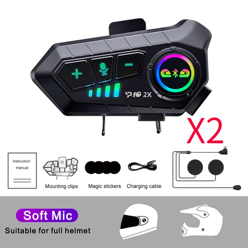 YP10 Motorcycle Helmet Intercom Bluetooth 5.3 Headset 300M Intercomunicador Riding Communication Wireless Interphone Waterproof Music Player Earphone
