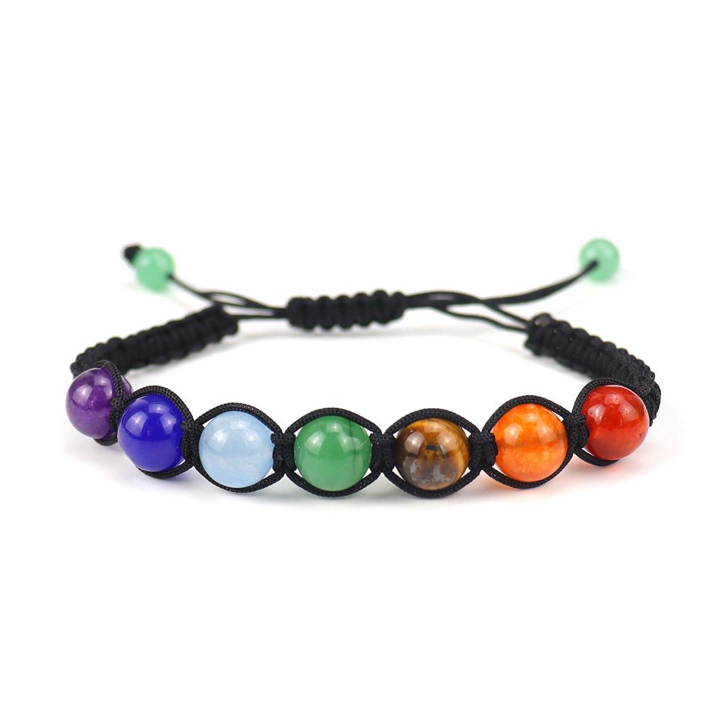 Fashion Creative Seven-Color Rainbow Men'S And Women'S Woven Bracelet Adjustable Bracelet Direct Sales B50