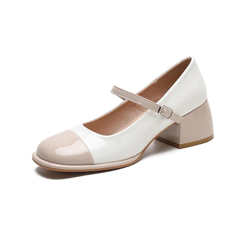 Кожаные балетки для женской обуви Хуэйчжоу Su Yinyin однотонные туфли-лодочки женские весенние новые корейская версия на высоком каблуке