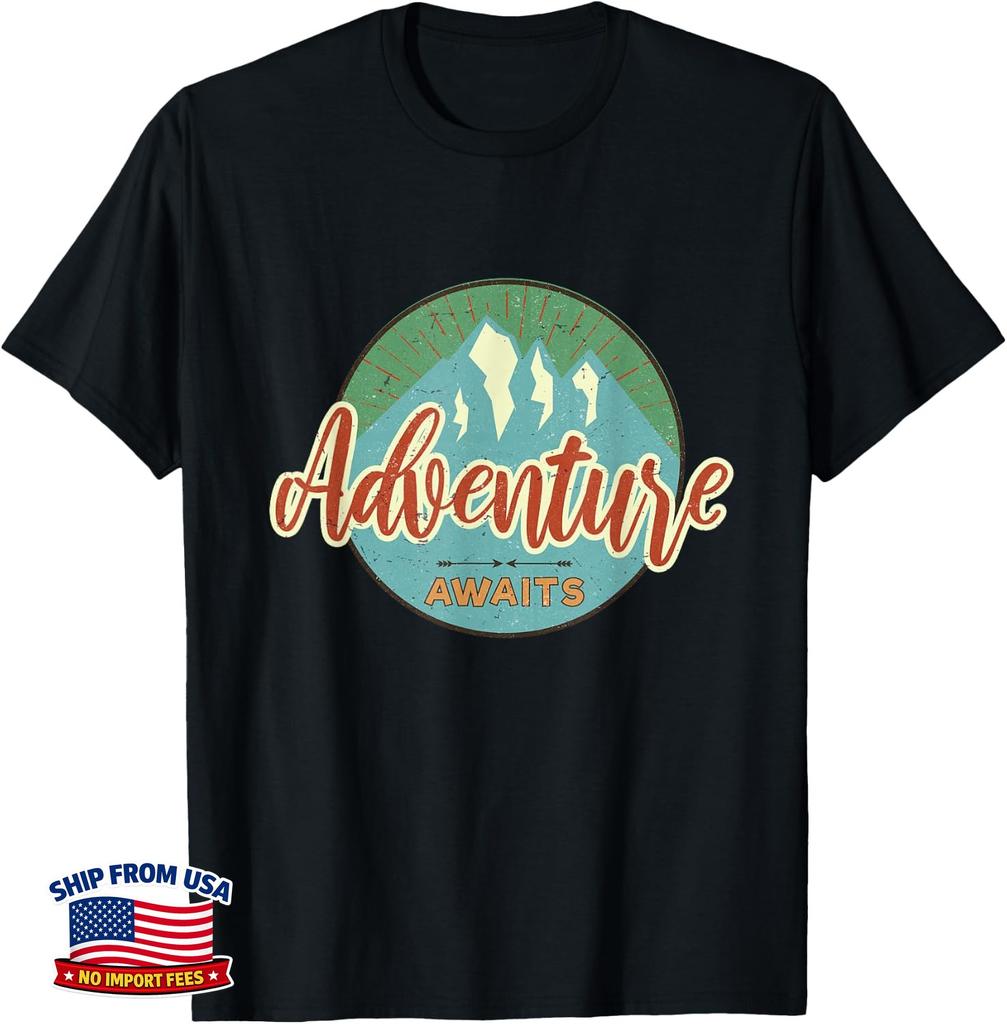 Adventure Awaits Vintage Great Adventure Hiking Camping T-Shirt