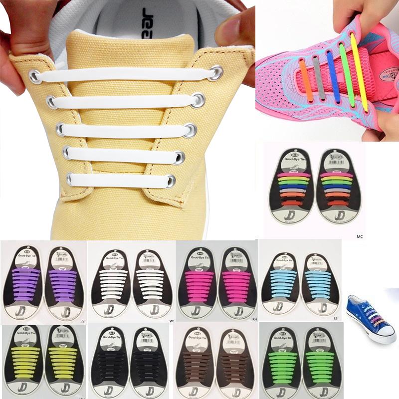 16Pcs No Tie Shoelaces Silicone Shoelaces Elastic Shoe Laces Sneaker Laces Newly