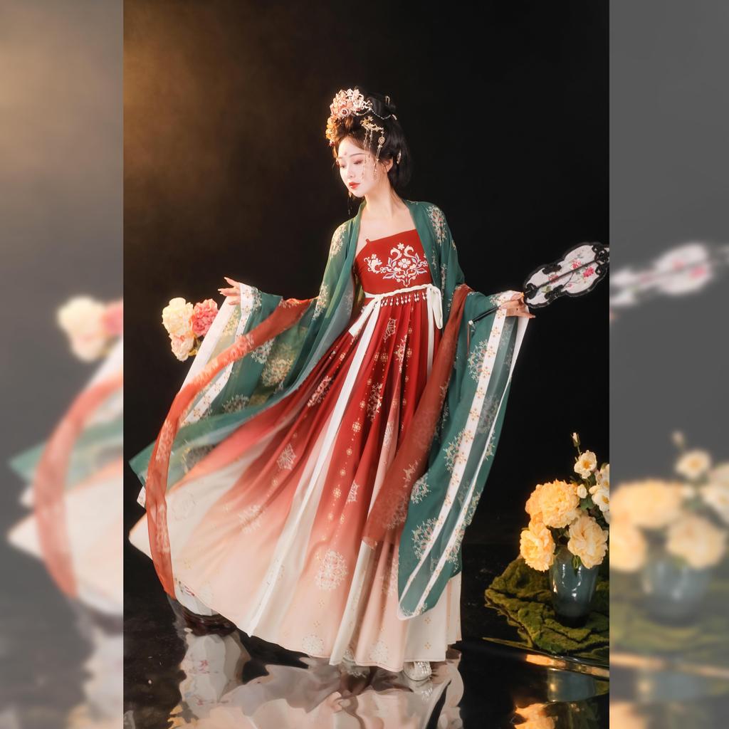 Chinese Tang Dynasty Style HE ZI Dress Hanfu Women's Suit Embroidered Daily Suit