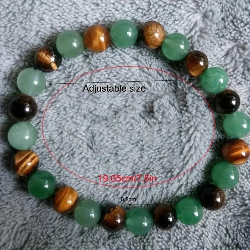 1 Pc Exquisite Jade Two Colour Fashion Style Tiger Eye Stone Natural Stone Green Beaded Bracelet Men And Women Daily Party Gifts