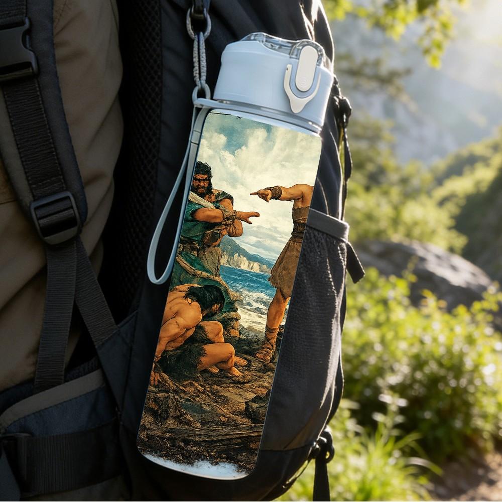 1PC Vintage Soldiers Battle Scene Print 750ml Color Plastic Sports Water Bottle Leakproof Flip Straw Lid Suitable for Sports Office Home Use