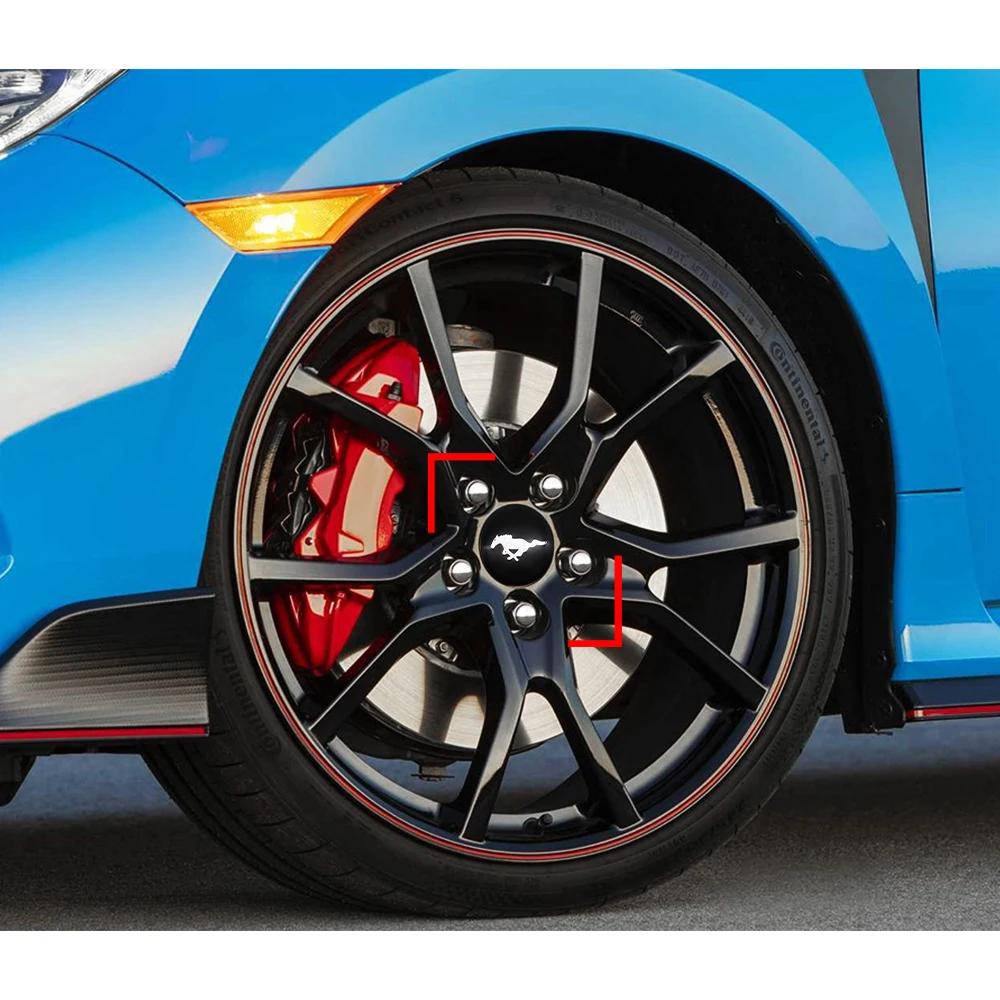 BBAF3 4pcs 56mm Car Wheel Center Hub Stickers Center Caps Decal Tire Rim Sticker Decoration For Ford Mustang Fiesta Mondeo Fusion Kuga