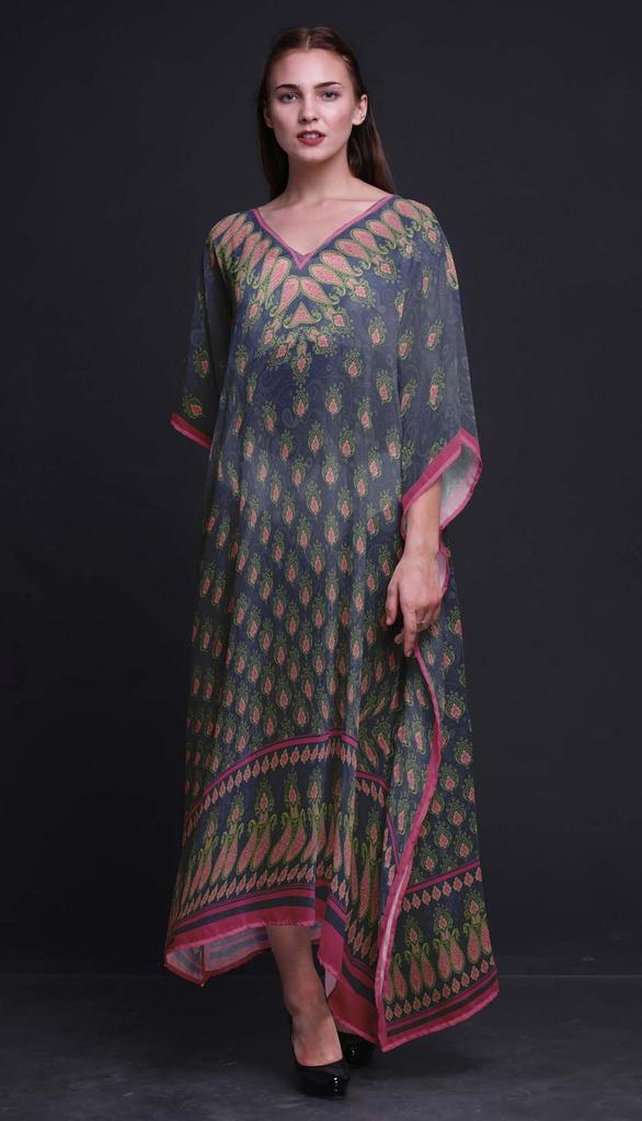 Phagun Floral & Paisley Ladies Kaftan Holiday Loungewear Maxi Dress Beach