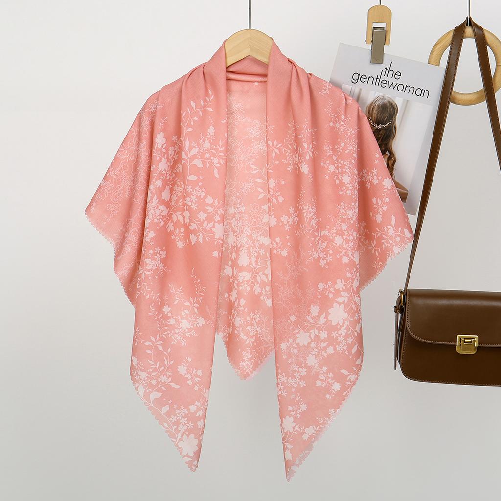 110Cm Floral Printed Wave Viscose Square Scarf For Muslim Women Hijabs Cotton Headscarf Fashion Malaysia Handkerchief Foulard