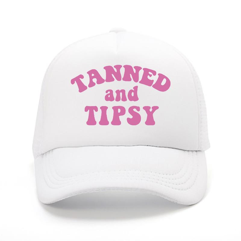Summer Mesh Cap Unisex Mesh Baseball Cap Top Printed TANNED and TIPSY Adjustable Golf Summer Fashion Curved Brim Couple Hat
