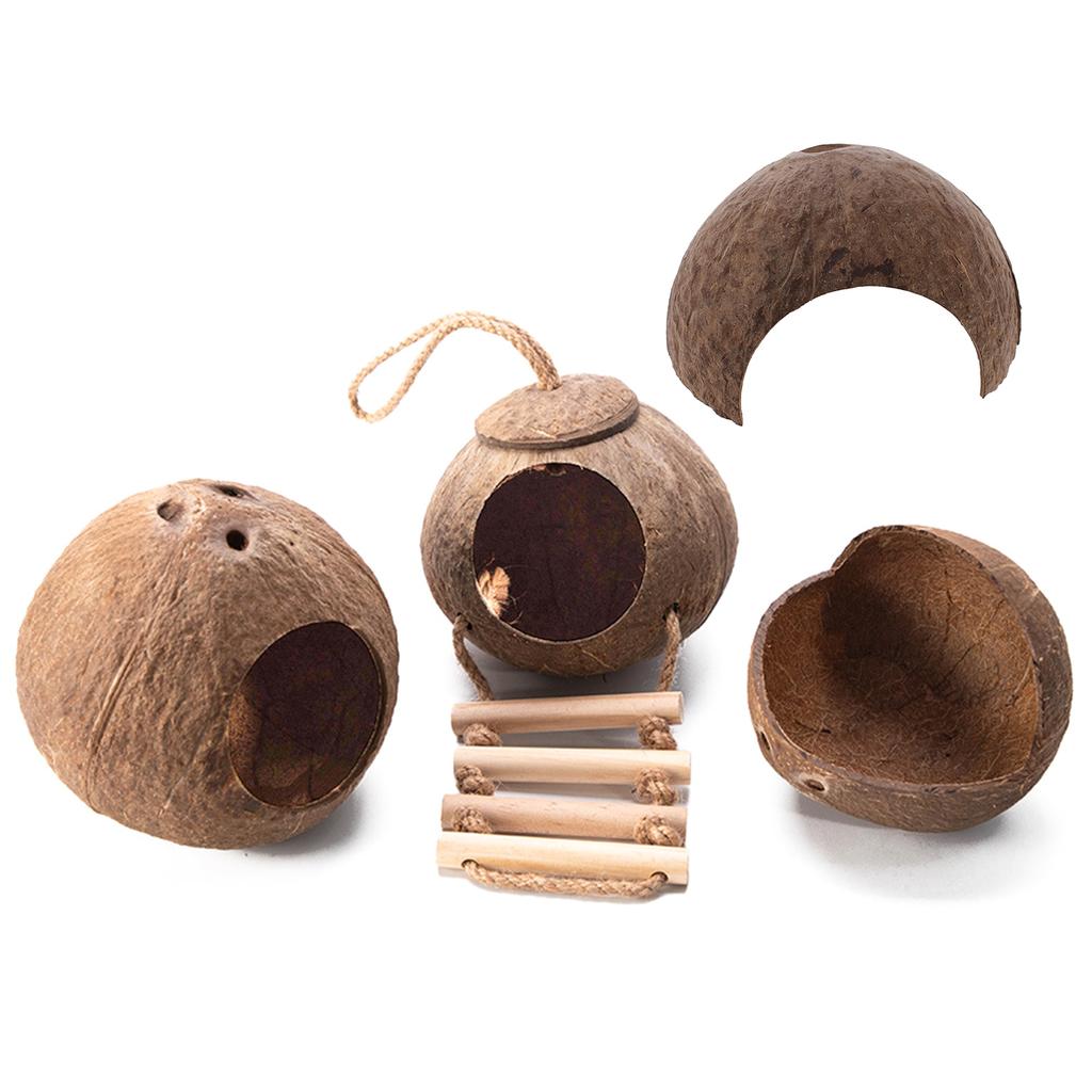 Домик для хомяка Лестница для восхождения Кокосовые убежища Гнездо Место обитания Декорации для Мини Песчанок Золотые Медведи Морские Свинки Маленький питомец