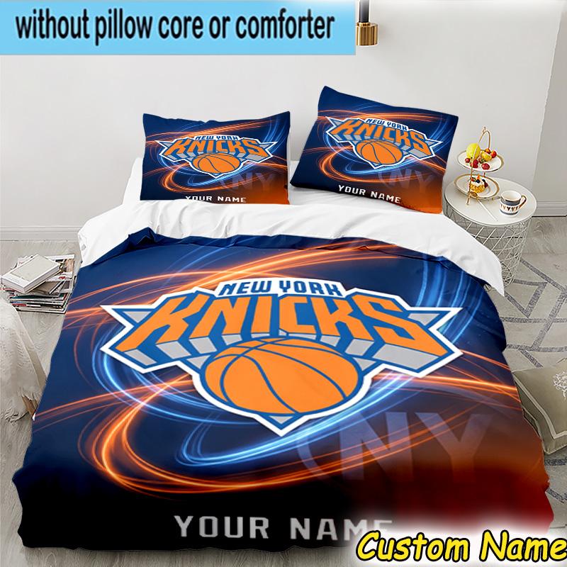 3pcs Custom Name Knicks Logo Bedding Set Includes 1 Duvet Cover & 2 Pillowcases for All Seasons Dormitory Home Decor Christmas gifts