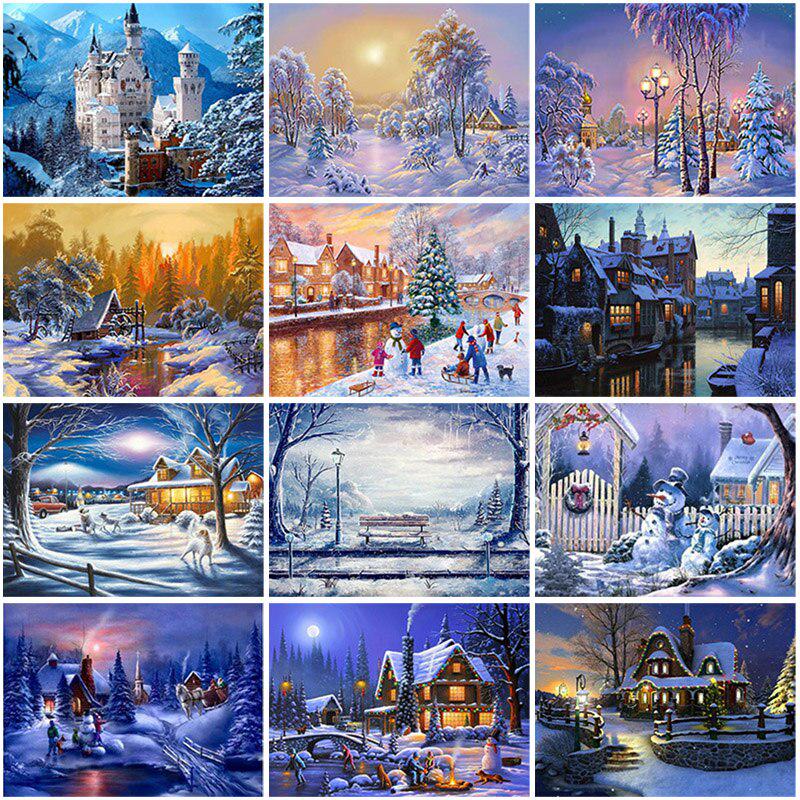 Landscape DIY 5D Diamond Painting Winter Snow Mosaic Rhinestone Full Round Drill Diamond Embroidery Cross Stitch Home Decor
