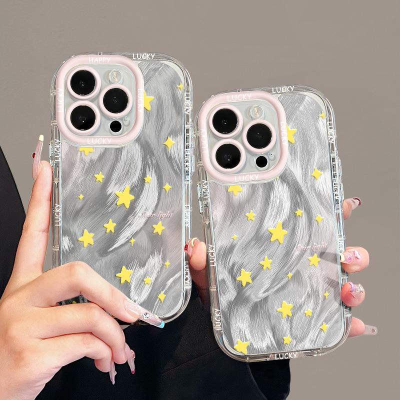 Full Screen Star Knot for Apple 16promax Mobile Phone Case for IPhone15plus Feather Yarn Cream 14/13/12