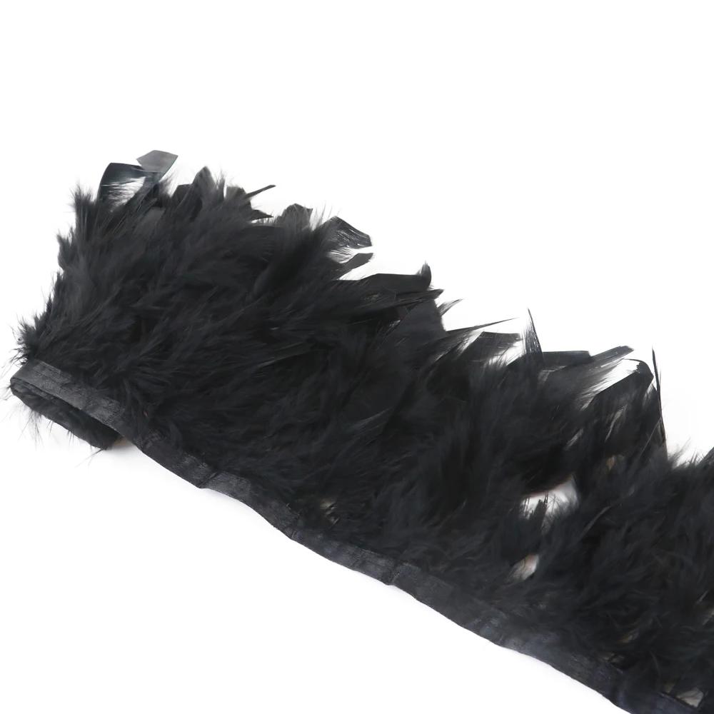 1 метр Натуральная отделка из перьев индейки Высота 10-15 см Свадебная одежда Украшение платья DIY Перьевая лента Швейные поделки